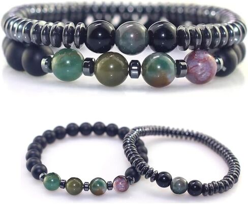 أساور مطرزة من Humanic Maxhematie، خرز من الحجر الطبيعي بطبقات من أساور شفاء الطاقة الصحية اللمفاوية بطول قابل للتعديل للنساء والرجال هدايا مجوهرات in Kuwait