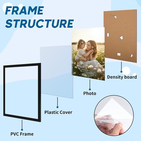 مجموعة إطارات صور CRUGLA مقاس 8 × 10 مكونة من 10، إطارات صور تعرض 8 × 10 صور، واجهة واقية شفافة، لعرض الحائط أو سطح الطاولة، أسود in Kuwait