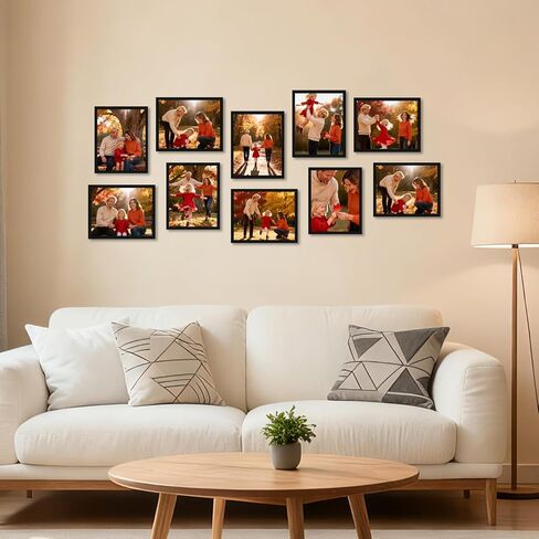 مجموعة إطارات صور CRUGLA مقاس 8 × 10 مكونة من 10، إطارات صور تعرض 8 × 10 صور، واجهة واقية شفافة، لعرض الحائط أو سطح الطاولة، أسود in Kuwait