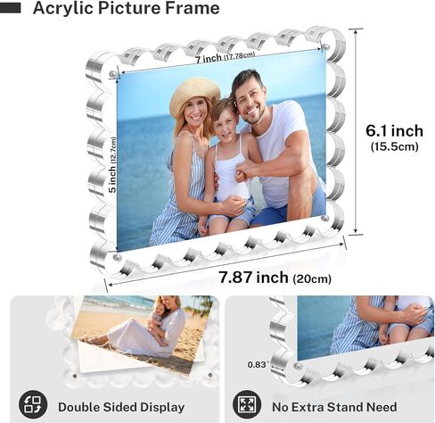 HOUSE DAY إطارات صور أكريليك 5 × 7 إطار أكريليك، 3 عبوات إطار صور مغناطيسي 5 × 7، إطار صور شفاف مزدوج الجوانب 5 × 7، إطار صور قائم بذاته بدون إطار 5 × 7 هدية لعرض سطح المكتب in Kuwait