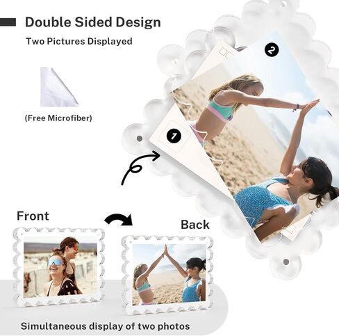 HOUSE DAY إطارات صور أكريليك 5 × 7 إطار أكريليك، 3 عبوات إطار صور مغناطيسي 5 × 7، إطار صور شفاف مزدوج الجوانب 5 × 7، إطار صور قائم بذاته بدون إطار 5 × 7 هدية لعرض سطح المكتب in Kuwait