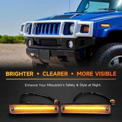 1 Pair Front LED Side Marker Lights for Hummer H2 2003-2009 Turn Signal Lights Fender Sidemarker Lamps | Clear Lens Amber LED Light | 25952319 in Saudi Arabia