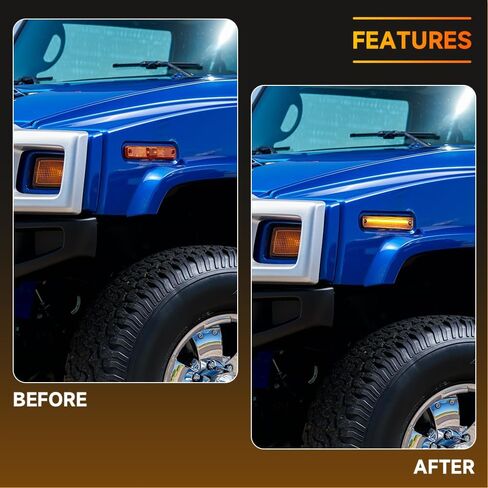 1 Pair Front LED Side Marker Lights for Hummer H2 2003-2009 Turn Signal Lights Fender Sidemarker Lamps | Clear Lens Amber LED Light | 25952319 in Saudi Arabia