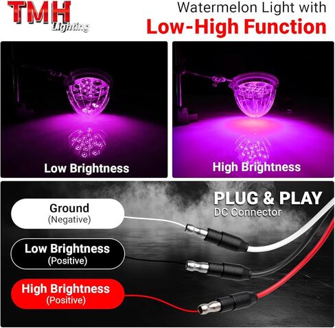 TMH 2 حزمة من مصابيح البطيخ، عدسة شفافة أرجوانية 17 LED وظيفة مزدوجة ضوء منخفض مرتفع مع إطار من الكروم لإيقاف أضواء إشارة الإشارة نصف مقطورة بيك اب in Kuwait