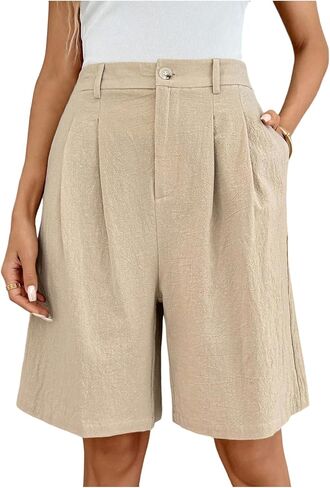 SHENHE Women's Bermuda Shorts Dressy High Waisted Wide Leg Pleated Dress Shorts with Pockets in Saudi Arabia