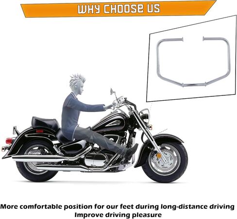 Kinglemc Crash Bar Engine Guard Highway Bar for Suzuki VL1500 Boulevard C90 2005-2009;Suzuki VL1500 Intruder LC 1998-2004 (Chrome) in Saudi Arabia