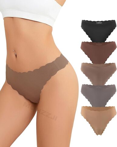 Women’s Seamless Underwear for Women Thong Low Rise Soft Ribbed No Show Panties Cloud-Like Scalloped Edges in Saudi Arabia