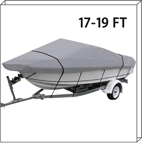غطاء قارب عالي التحمل 210D بديل لـ V-Hull مقاس 17-19 × 96 رمادي in Saudi Arabia