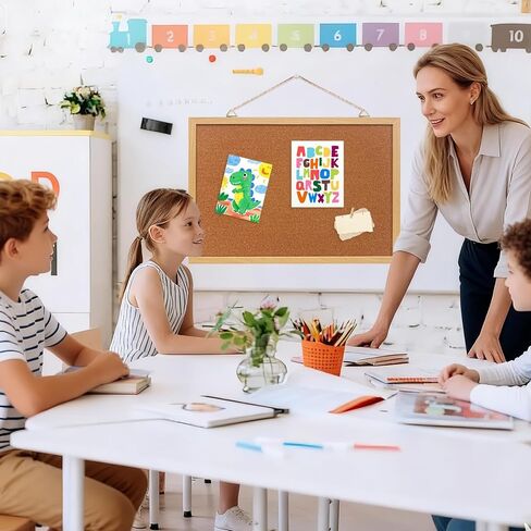 لوحة إعلانات من الفلين، مقاس 60.96 × 91.44 سم، مع إطار من خشب البلوط، لحائط المكتب والمنزل والمدرسة in Saudi Arabia