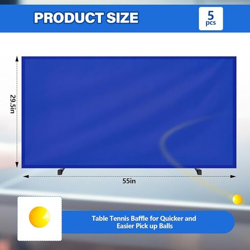 5 Pcs Table Tennis Barrier with 420D Oxford Cloth Table Tennis Baffle for Quicker and Easier Pick up Balls Table Tennis Surround Block for Table Tennis Court 55" x 29.5" Inch in Kuwait