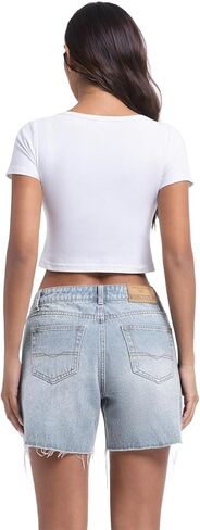 Women's High Waisted Raw Hem Ripped Jean Shorts Distressed Casual Summer Style（Size Runs Small） in Saudi Arabia