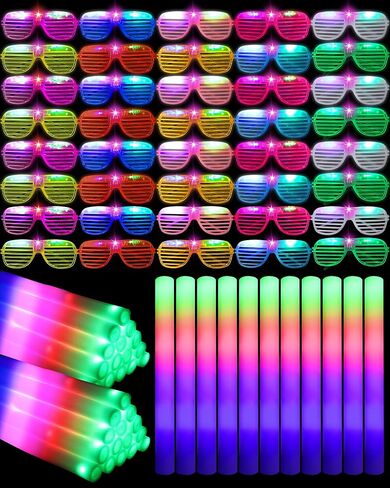 Maitys 50 Pcs Foam Sticks Light up Glasses, Glow in the Dark Sunglasses Foam Sticks LED Glasses Light up Supplies in Saudi Arabia