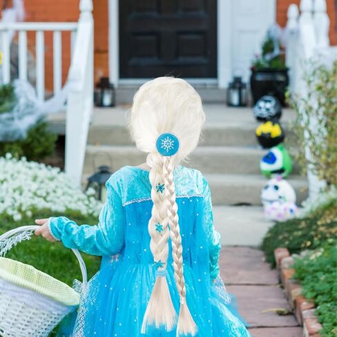 Princess Dress Up Accessories Set Ice Queen Jewelry Hair Kit Wig Braid Crown Gloves Necklace Bracelet Earrings Ring Snowflake Stickers in Kuwait