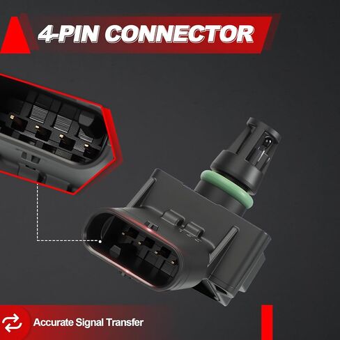 MAP Sensor Manifold Absolute Pressure: Compatible with Audi A4 2021-23 L4 2.0L, A5 2021-23 L4 2.0L, Q5 2018-23 L4 2.0L; VW Atlas 2018-23 L4 2.0L, Golf 2015-19 L4 1.8L, GTI 2015-23 L4 2.0L in Kuwait