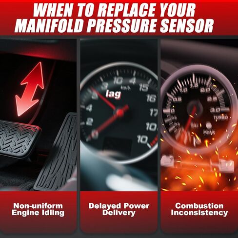MAP Sensor Manifold Absolute Pressure: Compatible with Audi A4 2021-23 L4 2.0L, A5 2021-23 L4 2.0L, Q5 2018-23 L4 2.0L; VW Atlas 2018-23 L4 2.0L, Golf 2015-19 L4 1.8L, GTI 2015-23 L4 2.0L in Kuwait