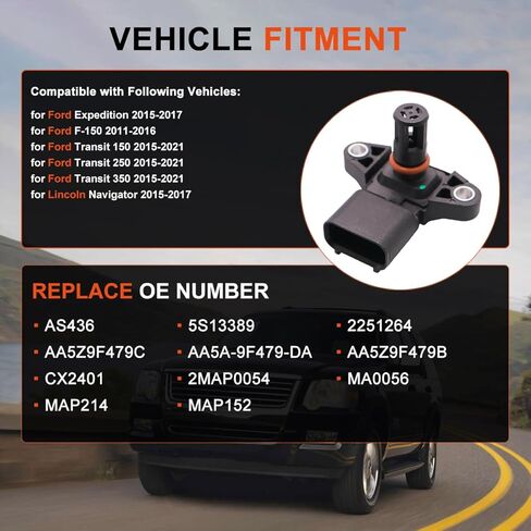 مستشعر خريطة الضغط المنوع AA5Z9F479C لسيارة Ford Expedition 2015-2017 F-150 2011-2016 Transit 150 250 350 2015-2021 لسيارة Lincoln Navigator 2015-2017، استبدل AA5Z-9F479-C CX2401 in Saudi Arabia