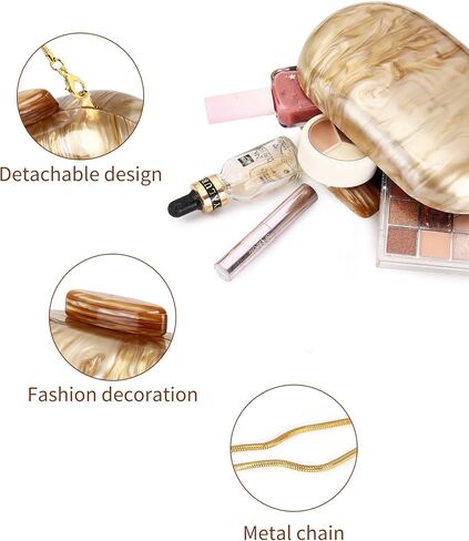 Labair Acrylic Shell Shaped Bag Marble Clutch Purses for Women Wedding Party Formal Handbag. | Acrylic material in Saudi Arabia