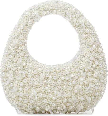 Oweisong White Pearl Clutch Purse for Women Formal Bride Evening Bag Beaded Handbag Tote Wallet for Party Wedding in Saudi Arabia
