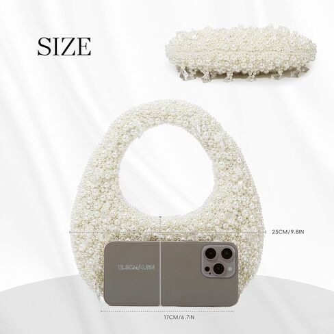 Oweisong White Pearl Clutch Purse for Women Formal Bride Evening Bag Beaded Handbag Tote Wallet for Party Wedding in Saudi Arabia