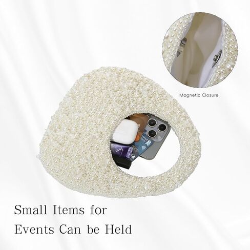 Oweisong White Pearl Clutch Purse for Women Formal Bride Evening Bag Beaded Handbag Tote Wallet for Party Wedding in Saudi Arabia