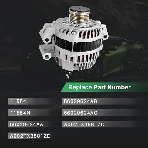 مولد 11554N 12 فولت 160 أمبير، بديل لسيارة جيب شيروكي كومباس رينيجيد 2.4 لتر 2014-2021، فيات 500X 2.4 لتر 2016-2018، كرايسلر 200 2.4 لتر 2015-2017 in Kuwait