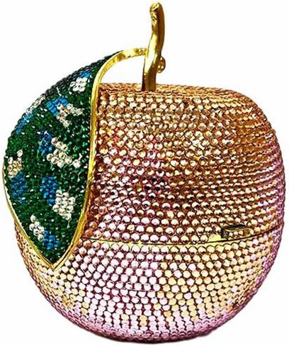 Novelty Apple Rhinestone Crystal Evening Bag for Women Glitter Diamond Clutch Purse Prom Party Handbag in Saudi Arabia