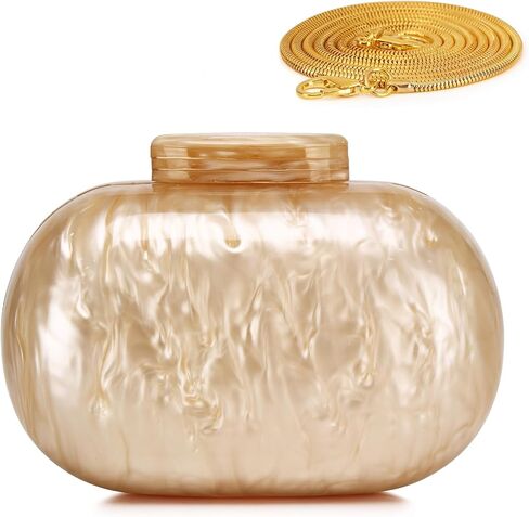 حقيبة لابير على شكل صدفة أكريليك من الرخام للنساء حقيبة يد رسمية لحفلات الزفاف. | مادة الاكريليك in Kuwait