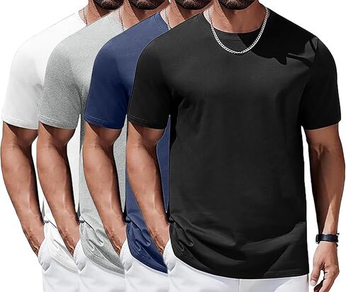 ALUS Workout T-Shirt for Mens Short Sleeve Crew Neck Athletic Casual Summer Classic Basic Tee Top in Saudi Arabia