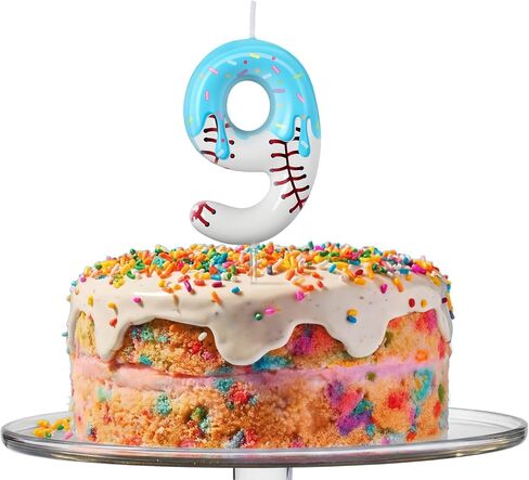 Baseball Ice Cream Drip Birthday Number Candle 9, Baseball Ice Cream Drip Cake Topper Number Candle for Birthday Cake Sport Teams Theme Anniversary Celebration Party Decorations Supply in Saudi Arabia