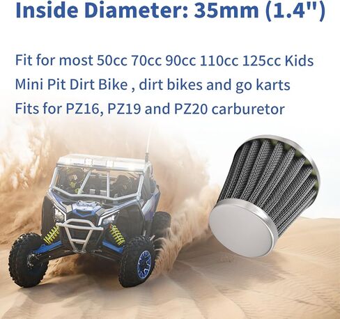 Universal Air Filter Fit for 50cc 70cc 90cc 110cc 125cc 150cc 200cc Motorcycle for Dirt Pocket Bikes ATVs Pit Bikes, Scooters and Mopeds (35MM) in Kuwait