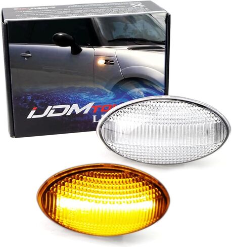 iJDMTOY Clear Lens Amber Full LED Strip Front Fender Side Marker Lights Compatible With 2002-2006 MINI Cooper R50 R52 R53, Replace OEM Amber Indicator Sidemarker Lamps in Kuwait