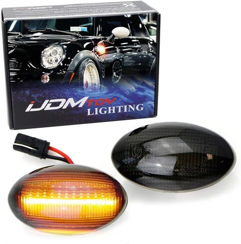 iJDMTOY عدسة شفافة كهرمانية كاملة LED شريط أمامي لمصابيح العلامات الجانبية متوافقة مع 2002-2006 MINI Cooper R50 R52 R53، استبدل مصابيح مؤشر الكهرمان OEM in Saudi Arabia