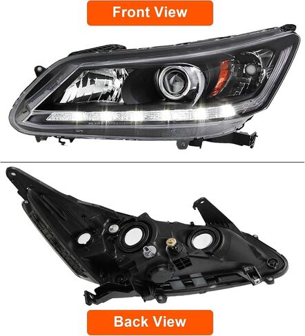 مجموعة المصابيح الأمامية الهالوجين مع LED DRL متوافقة مع 2013 2014 2015 Honda Accord ذات 4 أبواب سيدان للمصابيح الأمامية للسائق وجانب الركاب HO2502156 HO2503156 in Saudi Arabia
