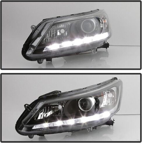 مجموعة المصابيح الأمامية الهالوجين مع LED DRL متوافقة مع 2013 2014 2015 Honda Accord ذات 4 أبواب سيدان للمصابيح الأمامية للسائق وجانب الركاب HO2502156 HO2503156 in Saudi Arabia
