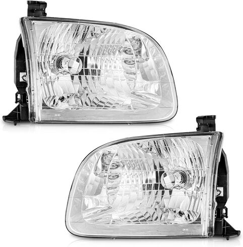 WEELMOTO Headlights Compatible with 2000-2004 Tundra (Double Cab Models ONLY), Headlight For 2001 2002 2003 2004 Sequoia Replacement Automotive Headlamp Chrome Housing Amber Reflector with Bulbs in Saudi Arabia