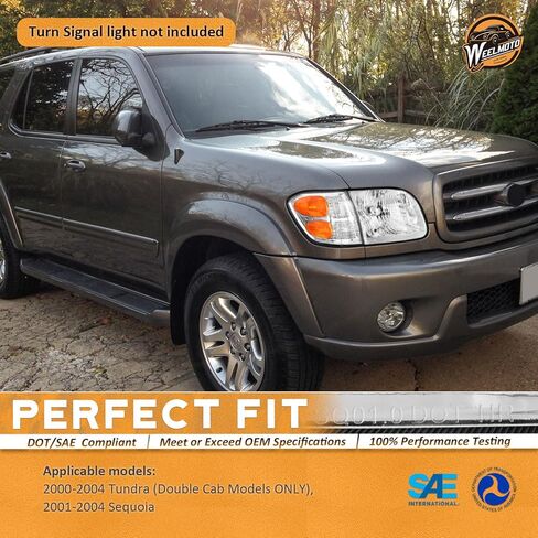 WEELMOTO Headlights Compatible with 2000-2004 Tundra (Double Cab Models ONLY), Headlight For 2001 2002 2003 2004 Sequoia Replacement Automotive Headlamp Chrome Housing Amber Reflector with Bulbs in Saudi Arabia