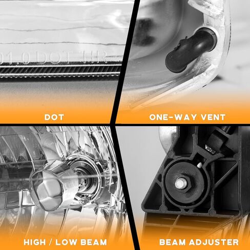 WEELMOTO Headlights Compatible with 2000-2004 Tundra (Double Cab Models ONLY), Headlight For 2001 2002 2003 2004 Sequoia Replacement Automotive Headlamp Chrome Housing Amber Reflector with Bulbs in Saudi Arabia