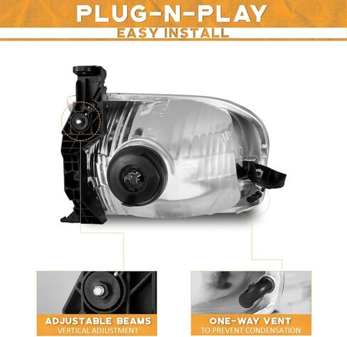 WEELMOTO Headlights Compatible with 2000-2004 Tundra (Double Cab Models ONLY), Headlight For 2001 2002 2003 2004 Sequoia Replacement Automotive Headlamp Chrome Housing Amber Reflector with Bulbs in Saudi Arabia