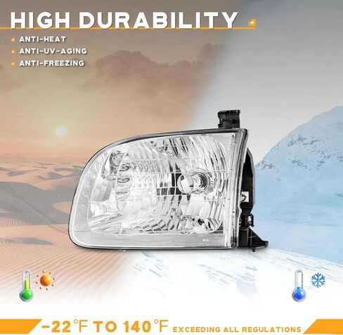 WEELMOTO Headlights Compatible with 2000-2004 Tundra (Double Cab Models ONLY), Headlight For 2001 2002 2003 2004 Sequoia Replacement Automotive Headlamp Chrome Housing Amber Reflector with Bulbs in Saudi Arabia