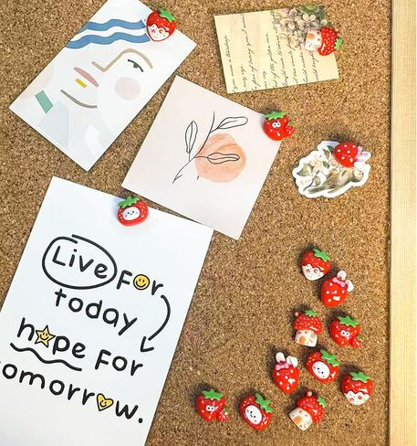 30 PCS Cute Push Pins, Five Mixed Strawberry Themed Thumbtacks, Used for Advertising Decoration Push Pins, Suitable for Photo Wall Nails, Soft Wood Board Paper, Featured Wall Whiteboards in Saudi Arabia