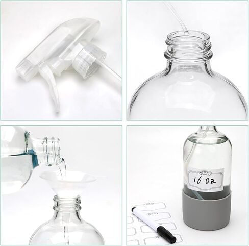زجاجات رذاذ زجاجية سعة 16 أونصة، زجاجات رذاذ فارغة قابلة لإعادة الاستخدام، زجاجات رذاذ زجاجية للتنظيف، حاويات قابلة لإعادة الملء مع فوهات رش للتنظيف، منظف النوافذ، العناية بالشعر، زهور 12 عبوة in Kuwait