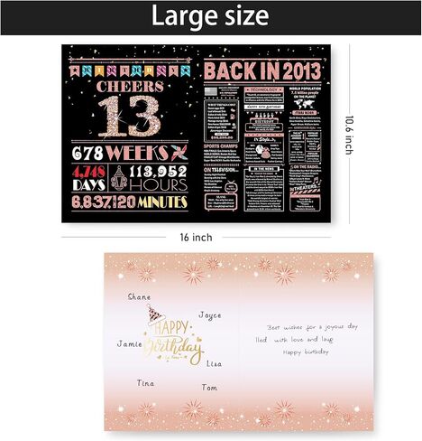 13th Birthday Card, 13th Birthday Decorations for Girls, Funny Gifts for Daughter, Back in 2013, Rose Gold Card in Saudi Arabia