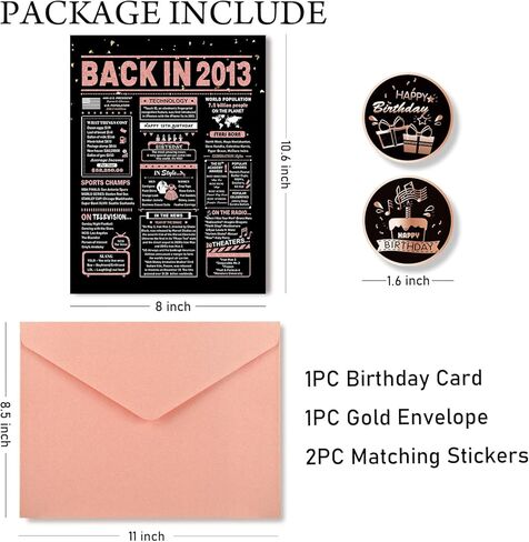 13th Birthday Card, 13th Birthday Decorations for Girls, Funny Gifts for Daughter, Back in 2013, Rose Gold Card in Saudi Arabia