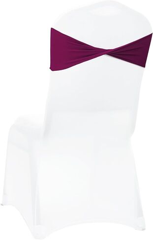 Pack of 10 PCS | Green | Spandex Chair Sashes Bows Without Buckle | Stretch Elastic Banquet Universal Folding Chair Band Tie with for Wedding Party Conference Celebration Event Decoration in Kuwait