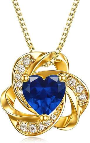 Midari 18K Gold Love Knot Necklace Love Knot Pendant Necklace with 12 Months Birthstones I Love You Forever Jewelry Gifts for Women Mom Her in Saudi Arabia