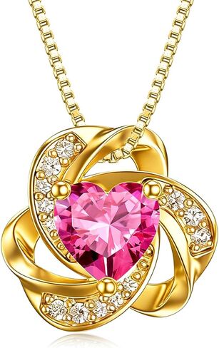 Midari 18K Gold Love Knot Necklace Love Knot Pendant Necklace with 12 Months Birthstones I Love You Forever Jewelry Gifts for Women Mom Her in Saudi Arabia