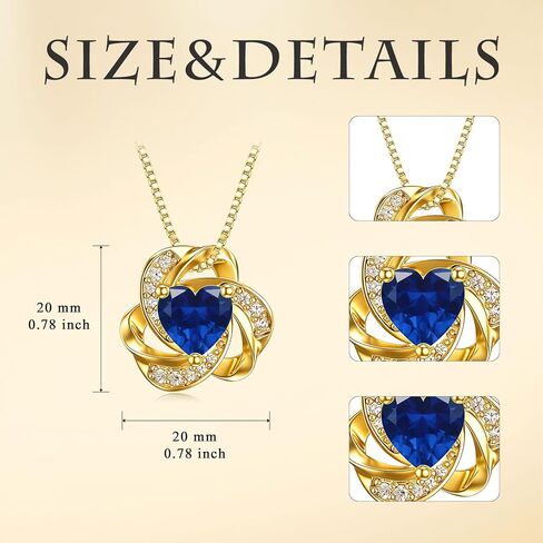 Midari 18K Gold Love Knot Necklace Love Knot Pendant Necklace with 12 Months Birthstones I Love You Forever Jewelry Gifts for Women Mom Her in Saudi Arabia