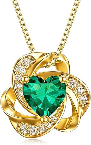 Midari 18K Gold Love Knot Necklace Love Knot Pendant Necklace with 12 Months Birthstones I Love You Forever Jewelry Gifts for Women Mom Her in Saudi Arabia
