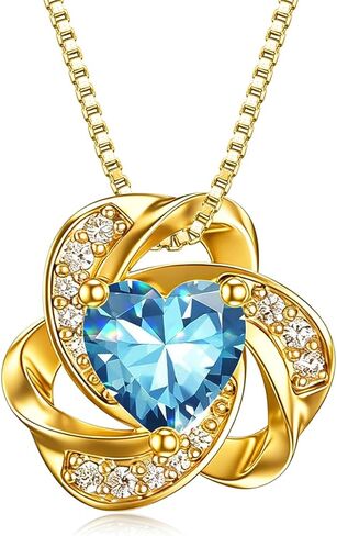 Midari 18K Gold Love Knot Necklace Love Knot Pendant Necklace with 12 Months Birthstones I Love You Forever Jewelry Gifts for Women Mom Her in Saudi Arabia