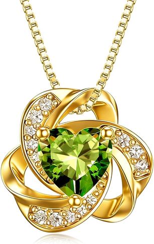 Midari 18K Gold Love Knot Necklace Love Knot Pendant Necklace with 12 Months Birthstones I Love You Forever Jewelry Gifts for Women Mom Her in Saudi Arabia